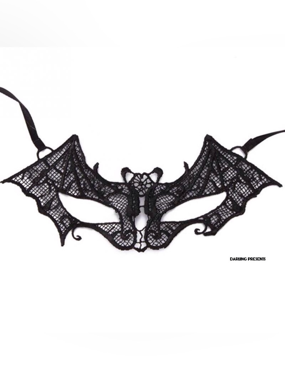 Bat Lace Face Mask Unisex Color Black Size OS